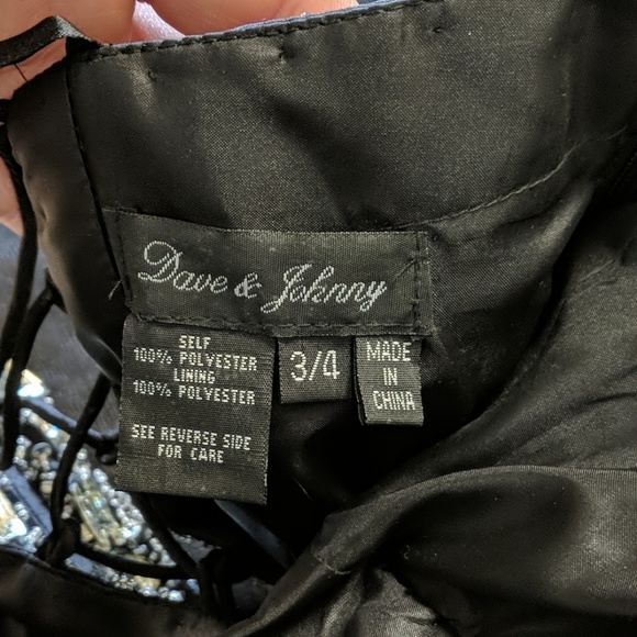 Dave & Johnny size 3/4 straples black party dress. - Picture 6 of 7